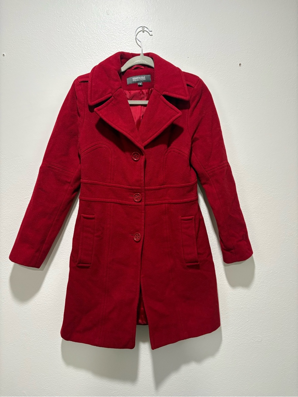 Red Wool-Blend Women's Trench Coat